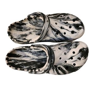 CROCS Classic Marbled Clog Slip On |  206867-103 WHITE / BLACK | Mens Size 10
